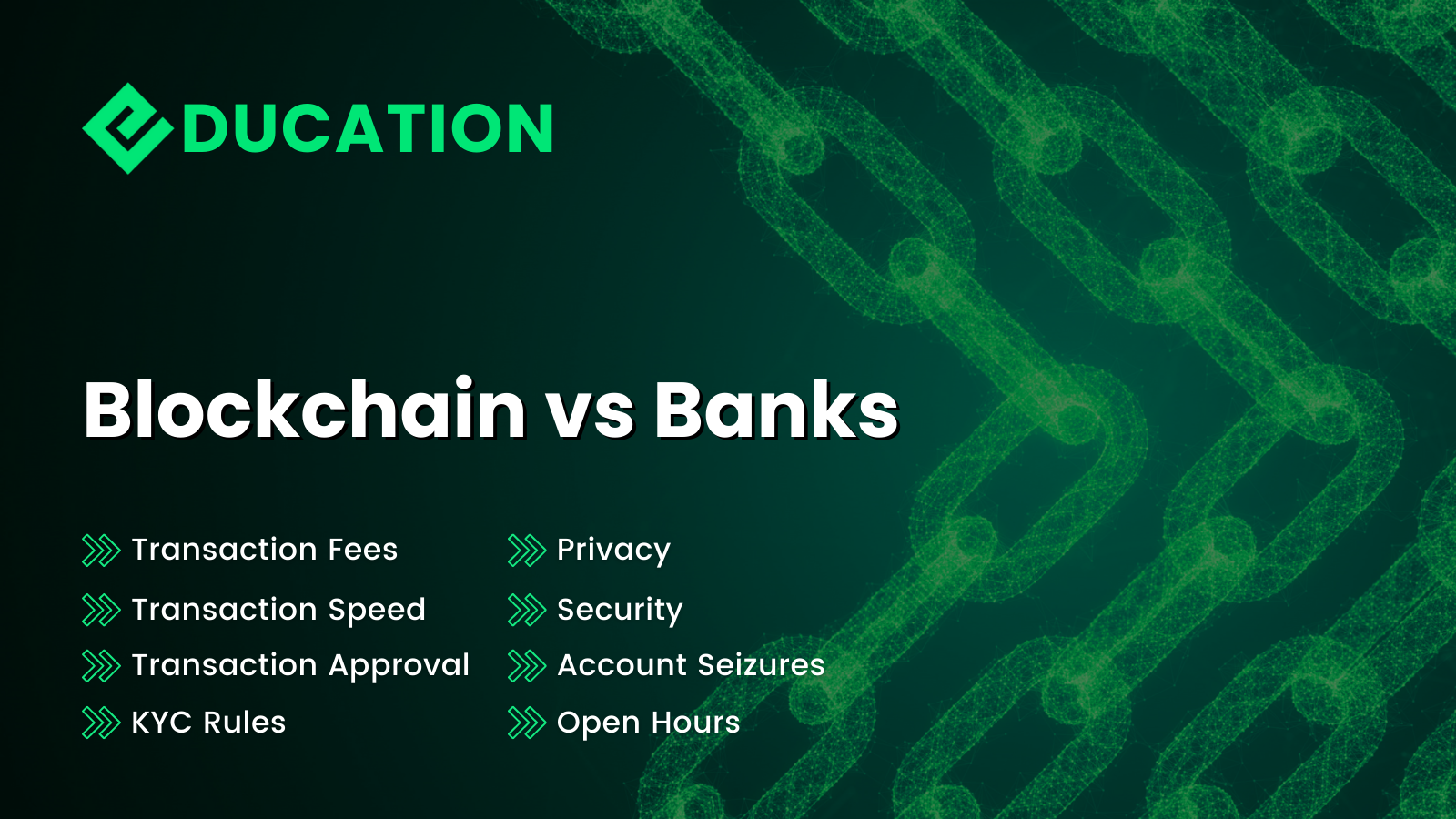 Cover image presenting blockchain vs banks attributes and differences