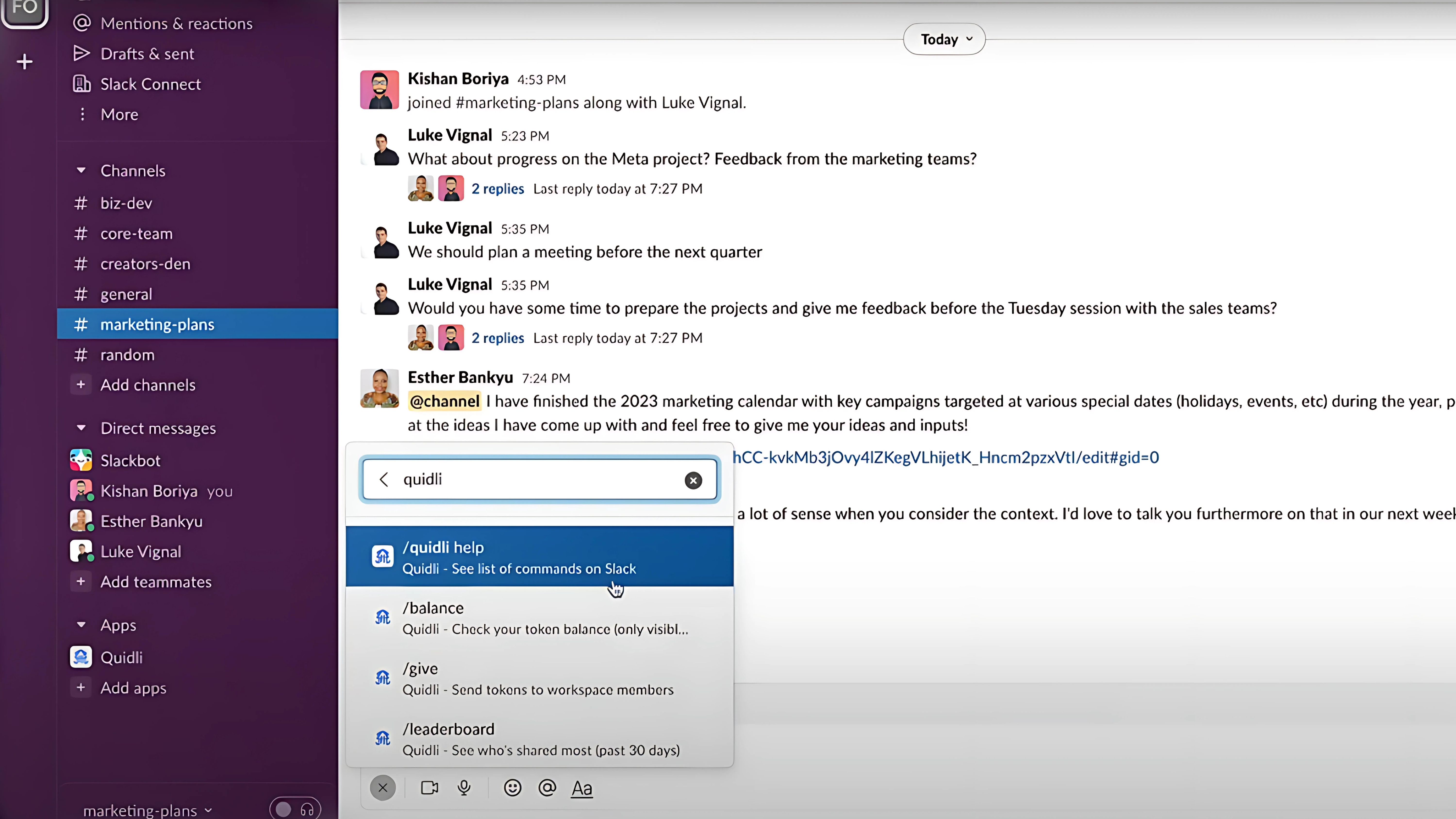Energi Quidli Slack Integration
